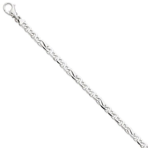 5.75mm 14K White Gold Polished Fancy Figaro Chain Bracelet, 8 Inch - Picture 1 of 4